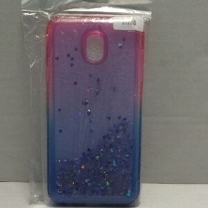 Samsung Galaxy J7 Gradient Floating Glitter Phone Case - Pink‎ and Blue.